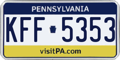 PA license plate KFF5353