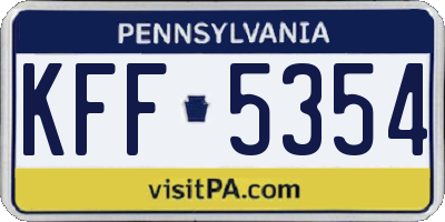 PA license plate KFF5354