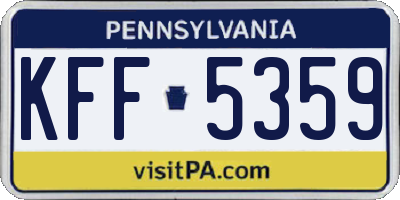 PA license plate KFF5359
