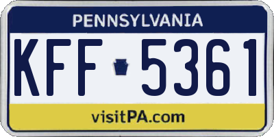 PA license plate KFF5361