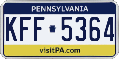 PA license plate KFF5364