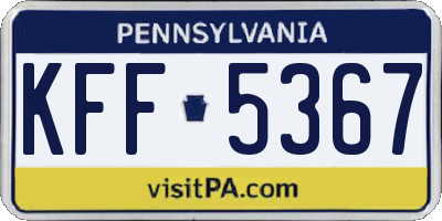 PA license plate KFF5367