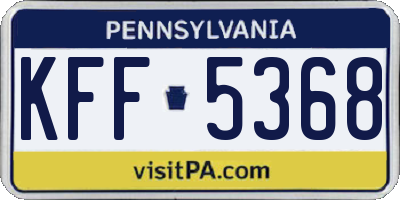 PA license plate KFF5368