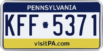 PA license plate KFF5371
