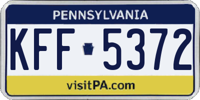 PA license plate KFF5372