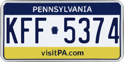 PA license plate KFF5374