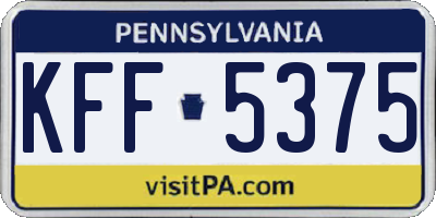 PA license plate KFF5375