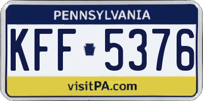 PA license plate KFF5376