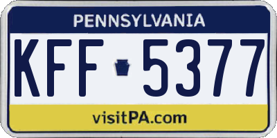PA license plate KFF5377