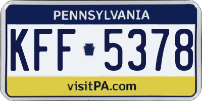 PA license plate KFF5378