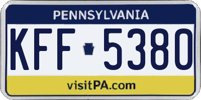 PA license plate KFF5380