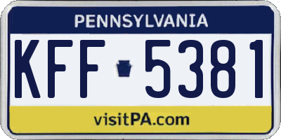 PA license plate KFF5381