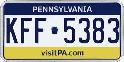 PA license plate KFF5383