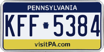 PA license plate KFF5384