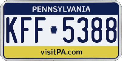 PA license plate KFF5388