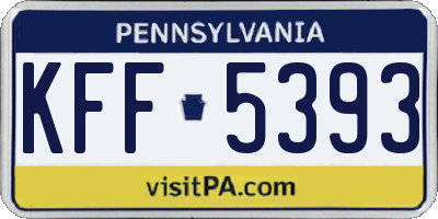 PA license plate KFF5393