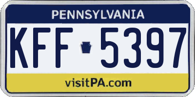 PA license plate KFF5397