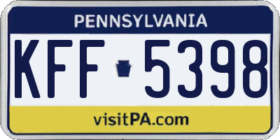 PA license plate KFF5398