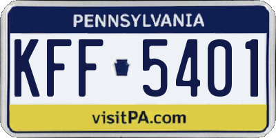 PA license plate KFF5401
