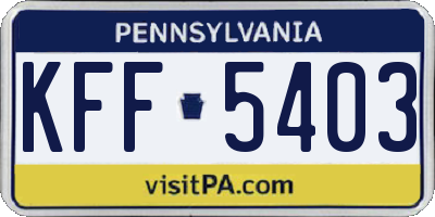 PA license plate KFF5403