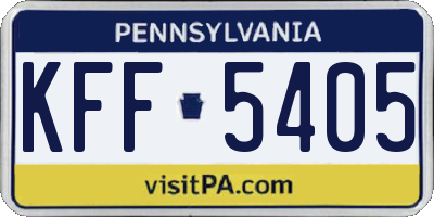 PA license plate KFF5405