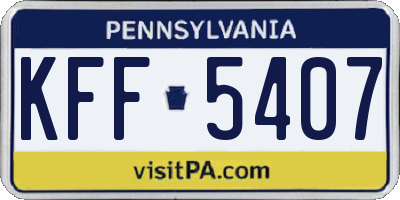 PA license plate KFF5407