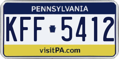 PA license plate KFF5412