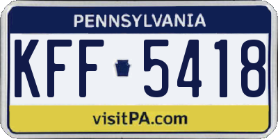 PA license plate KFF5418