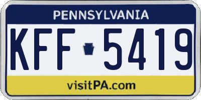 PA license plate KFF5419