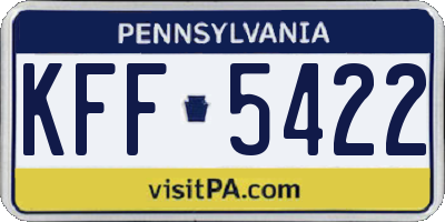 PA license plate KFF5422