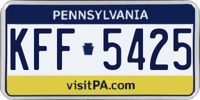 PA license plate KFF5425