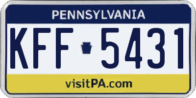 PA license plate KFF5431