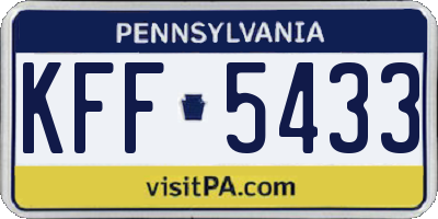 PA license plate KFF5433
