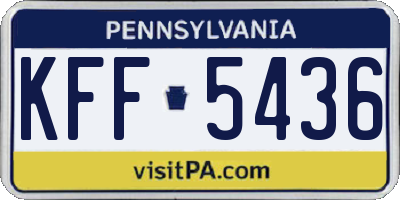 PA license plate KFF5436