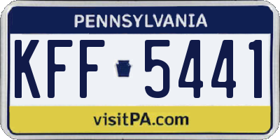 PA license plate KFF5441