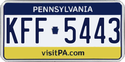 PA license plate KFF5443