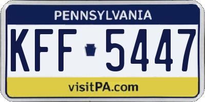 PA license plate KFF5447
