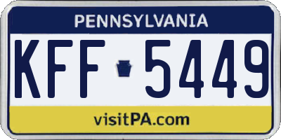PA license plate KFF5449