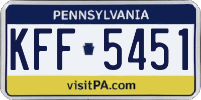 PA license plate KFF5451