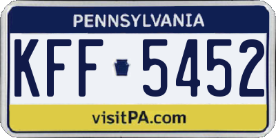 PA license plate KFF5452