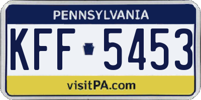 PA license plate KFF5453