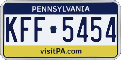 PA license plate KFF5454