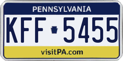 PA license plate KFF5455