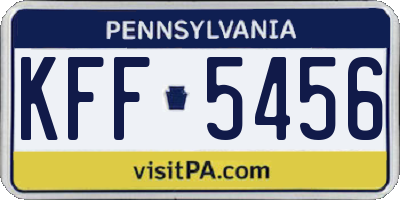 PA license plate KFF5456