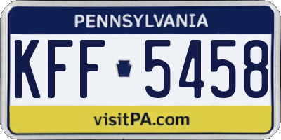 PA license plate KFF5458