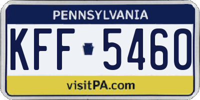 PA license plate KFF5460