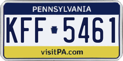 PA license plate KFF5461