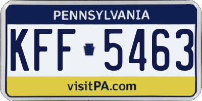 PA license plate KFF5463