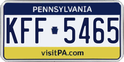 PA license plate KFF5465