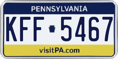 PA license plate KFF5467